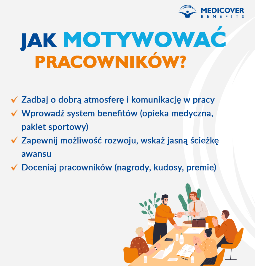 Odpowiednia motywacja do pracy zwiększa kreatywność i wydajność. Wśród pracowników najbardziej popularnymi motywatorami są: stabilne warunki zatrudnienia, docenienie, feedback, rozwój osobisty.
