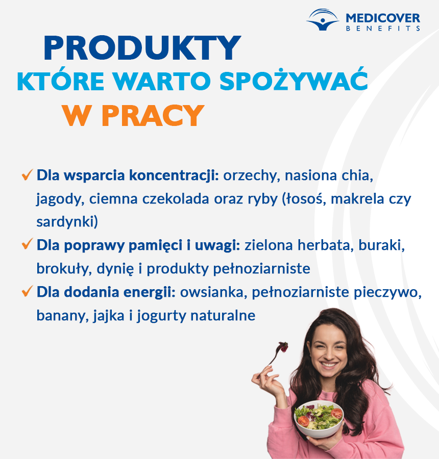 Regularne spożywanie posiłków w miejscu pracy powinno być normą. Jedzenie na stanowisku pracy zaburza bezpieczeństwo i higienę pracy. Lepiej zjeść posiłek w firmowej kuchni, bądź poza firmą.